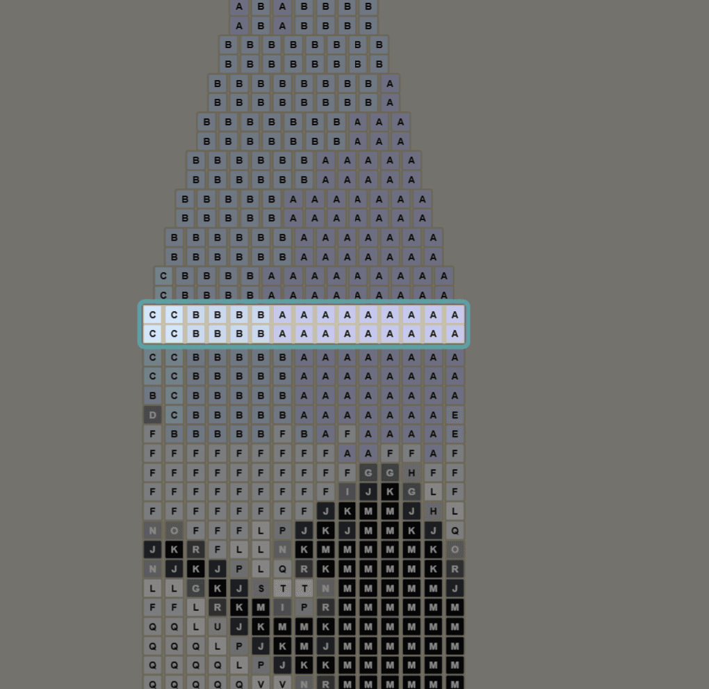 Beading mode with row 1 of 10 highlighted on the pattern